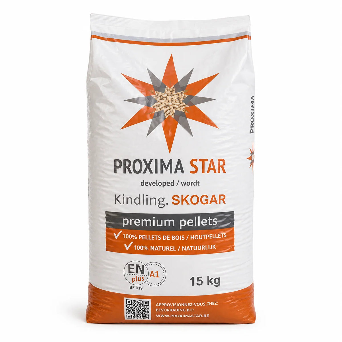 Drevené pelety Proxima Star – Paleta 67 vriec po 15 kg (1 005 kg)