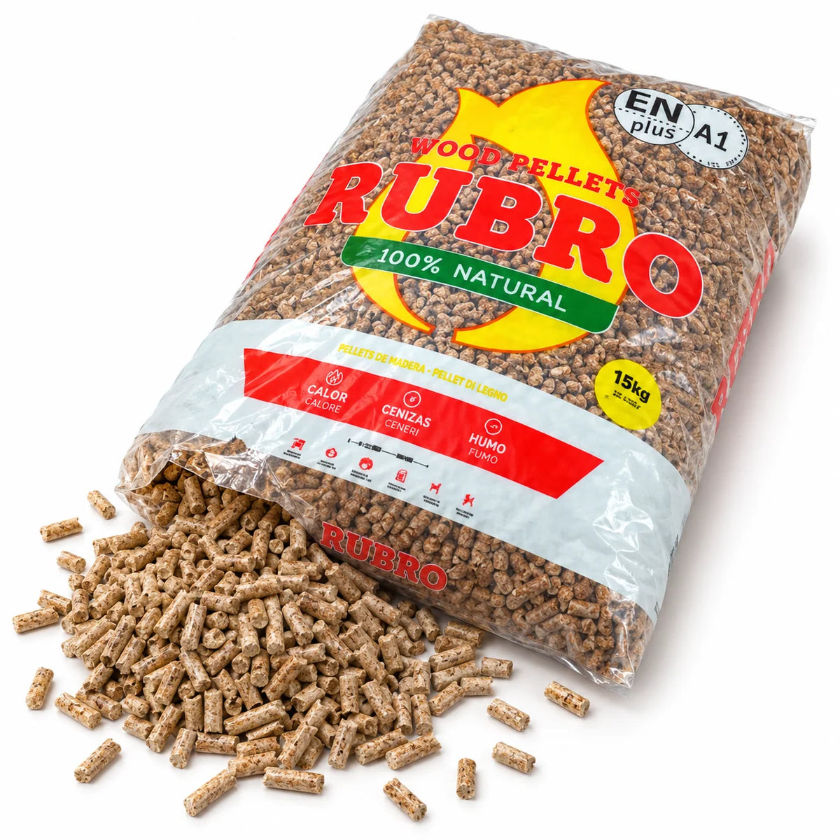 Drevené pelety Rubro – paleta 100 vriec po 15 kg (1 500 kg)