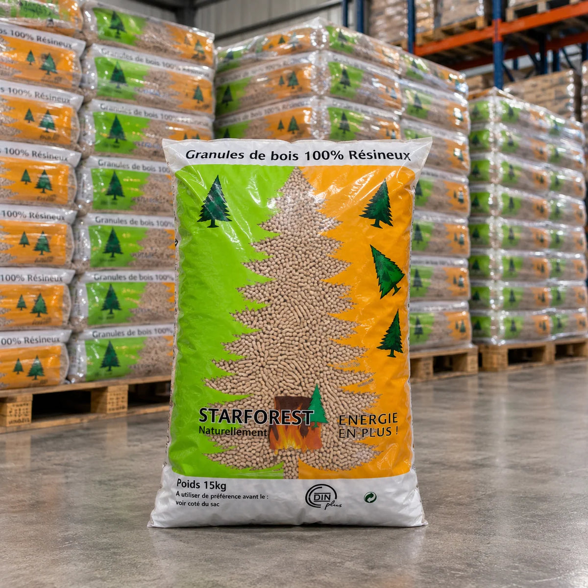 Drevené pelety Starforest – Paleta 67 vriec po 15 kg (1 005 kg)