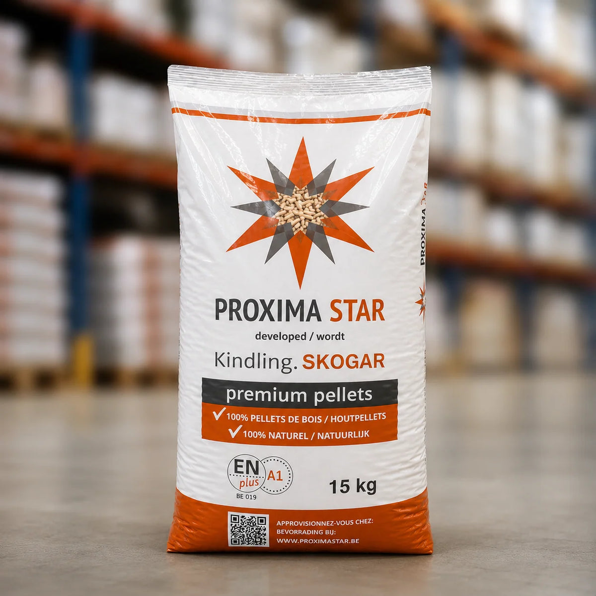 Drevené pelety Proxima Star – Paleta 67 vriec po 15 kg (1 005 kg)