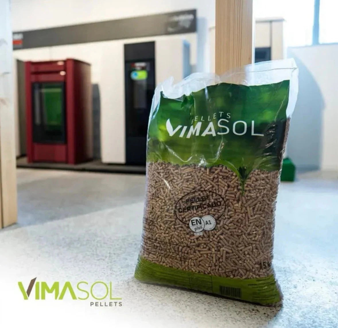 Drevené pelety Vimasol – Paleta 100 vriec po 15 kg (1 500 kg)