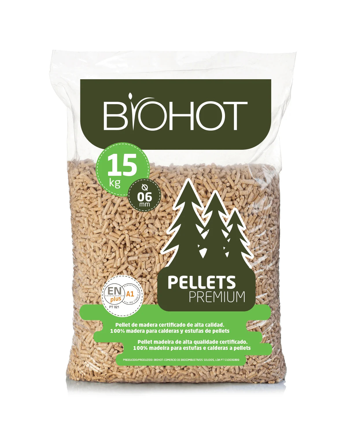 Drevené pelety Biohot – paleta 100 vriec po 15 kg (1 500 kg)
